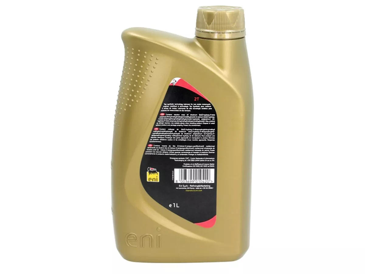 Aceite -ENI (AGIP) I-Ride Racing- 2 tiempos sintético - 1000ml - también para inyectores de combustible / Purejet / Di-Tech / catalizador