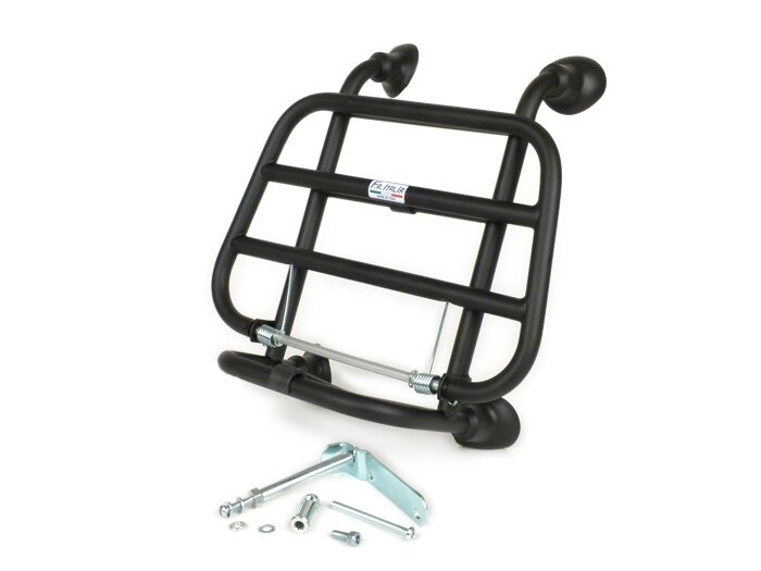 Porte bagages avant rabattable -FA ITALIA- Vespa Primavera 50 (ZAPC53), Vespa Primavera 125 (ZAPM81100), Vespa Primavera 150 (ZAPM81200), Vespa Sprint 50 (ZAPC53), Vespa Sprint 125 (RP8M82111, ZAPM813) - noir mat