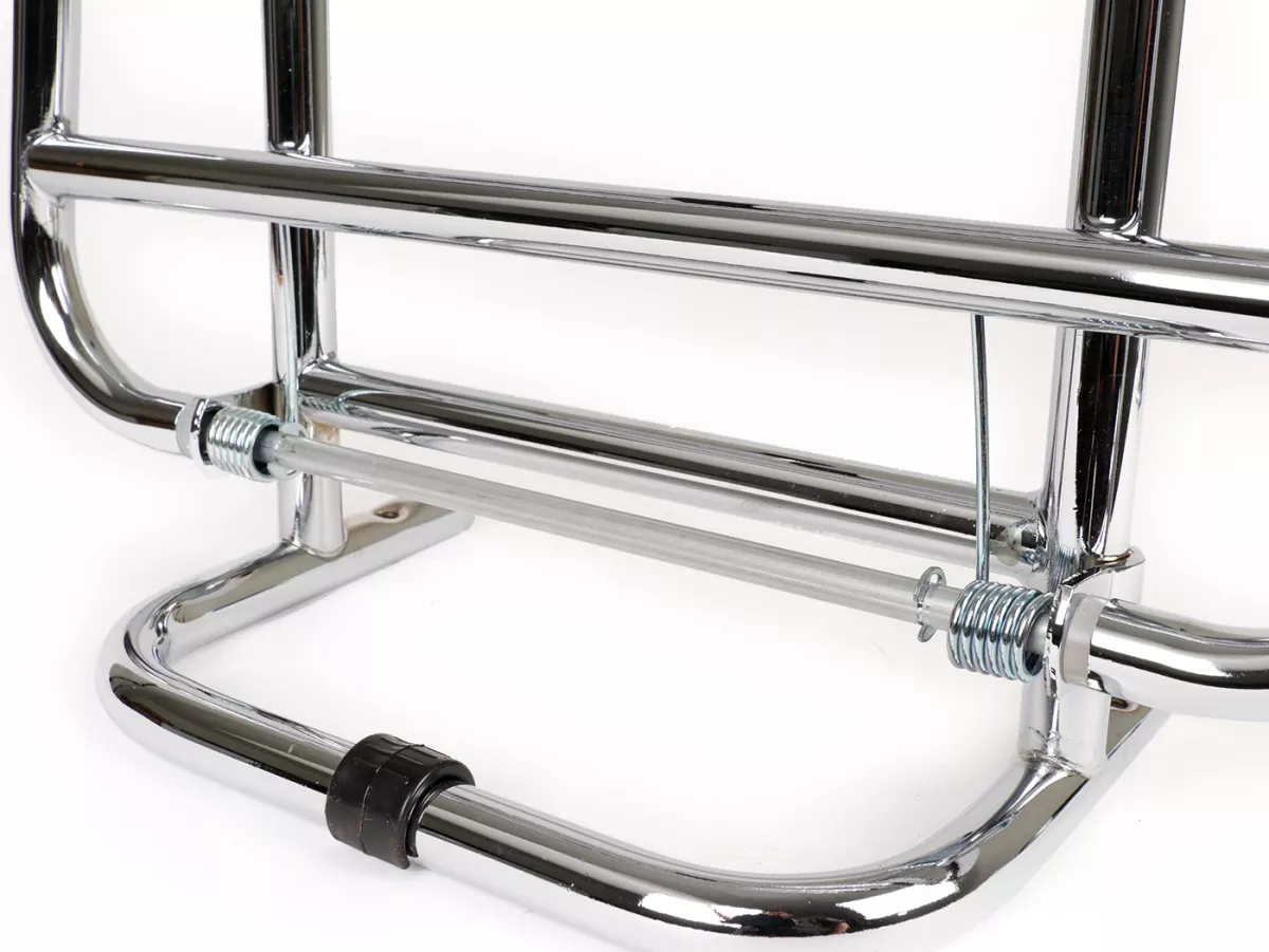 Inklapbaar bagagerek vooraan -FA ITALIA- Vespa Smallframe V50, PV125, ET3, Vespa Largeframe Rally180, Vespa Rally200, Sprint150, TS125, GT125, GTR125 - Chroom