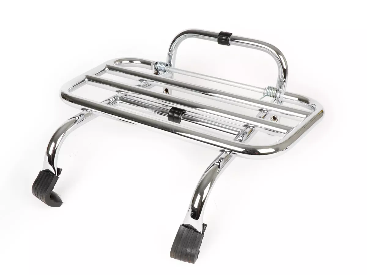 Inklapbaar bagagerek vooraan -FA ITALIA- Vespa Smallframe V50, PV125, ET3, Vespa Largeframe Rally180, Vespa Rally200, Sprint150, TS125, GT125, GTR125 - Chroom