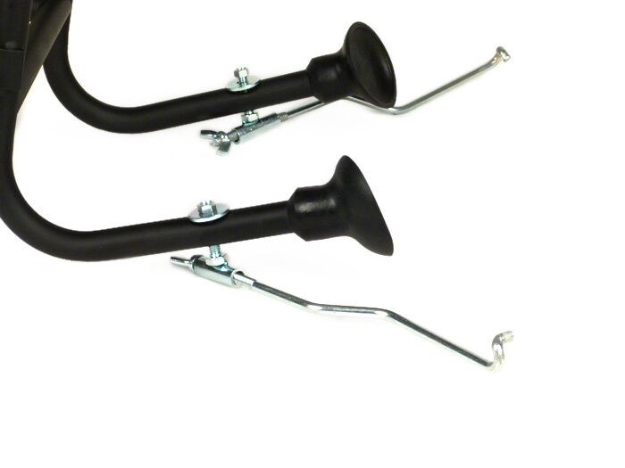 Front rack, fold down -FA ITALIA wide distance from the legshield- Vespa PX80, PX125, PX150, PX200, T5 125cc, Lambretta (series 1-3) LI, LIS, SX, TV, does not fit GP/DL  - black