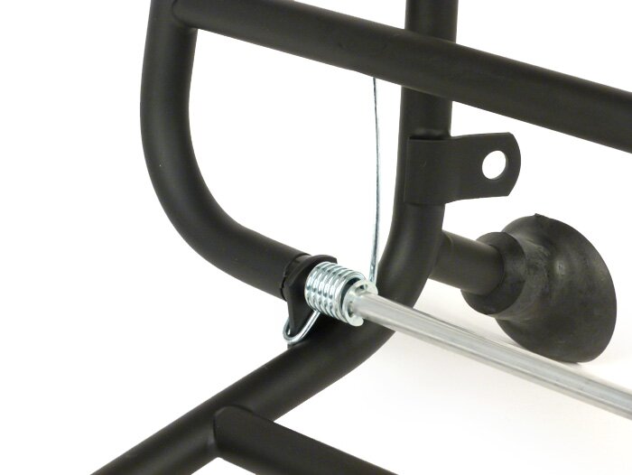Front rack, fold down -FA ITALIA short distance from the legshield- Vespa PX80, PX125, PX150, PX200, T5 125cc - black
