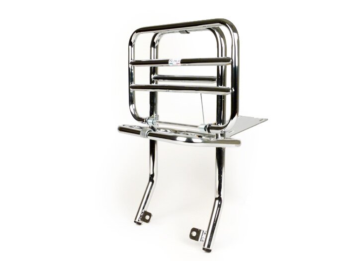 Rear rack, fold down -FA ITALIA reinforced Ø20mm- Vespa PX80, PX125, PX150, PX200 - chromed
