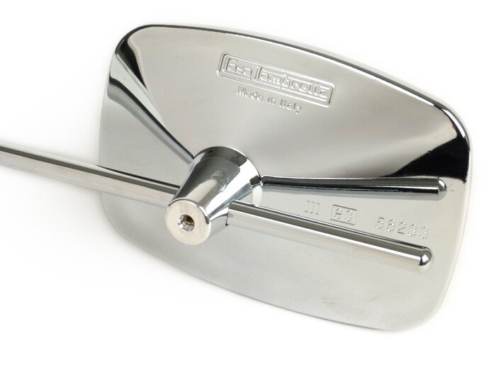 Mirror -CASA LAMBRETTA- rectangular - length stem 320mm, 119x82mm, adjustable bar - chrome