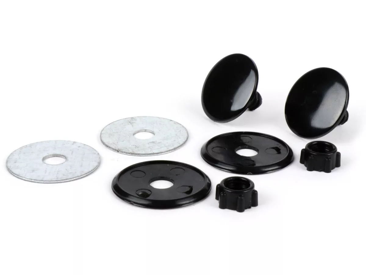 Cover-Set for mirror hole - blind plug -  antenna hole - hole Cover-Set -UNIVERSAL- black - Ø=22mm (Vespa PK/PX/GTS)
