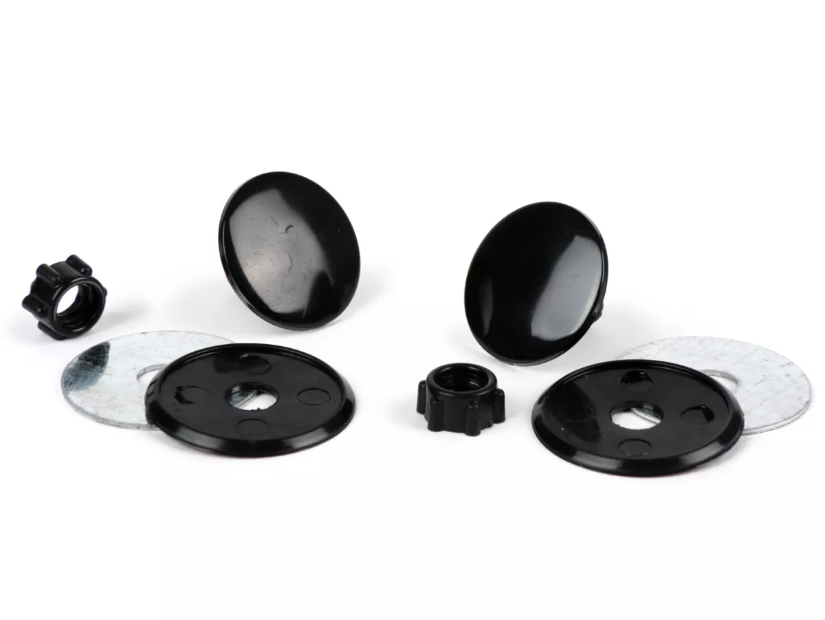 Cover-Set for mirror hole - blind plug -  antenna hole - hole Cover-Set -UNIVERSAL- black - Ø=22mm (Vespa PK/PX/GTS)
