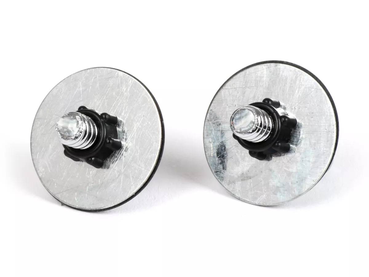 Täcklock set spegelhål - blindplugg - antennhål - hål - lock - UNIVERSAL- krom - Ø=22mm (Vespa PK/PX/GTS)