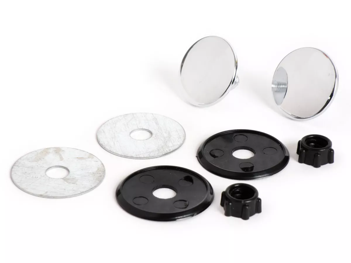 Täcklock set spegelhål - blindplugg - antennhål - hål - lock - UNIVERSAL- krom - Ø=22mm (Vespa PK/PX/GTS)