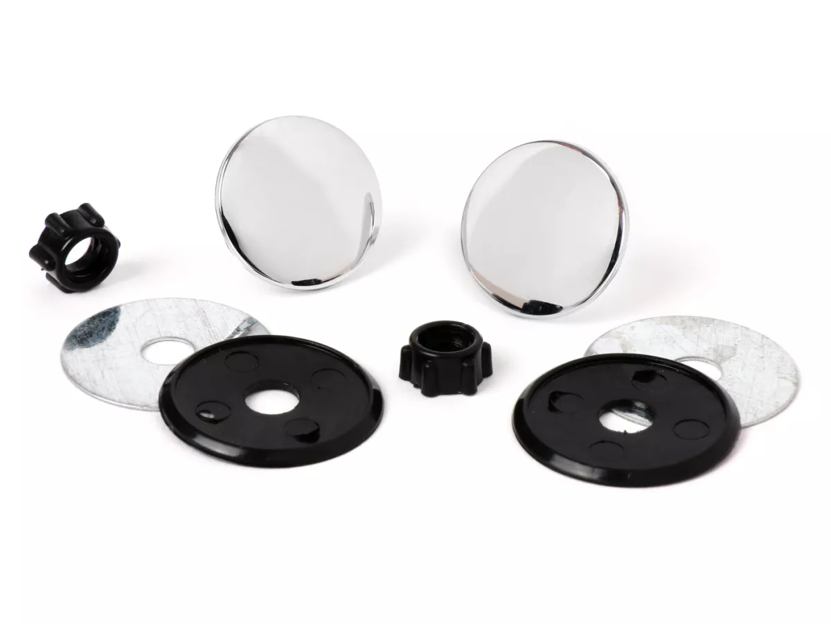 Täcklock set spegelhål - blindplugg - antennhål - hål - lock - UNIVERSAL- krom - Ø=22mm (Vespa PK/PX/GTS)