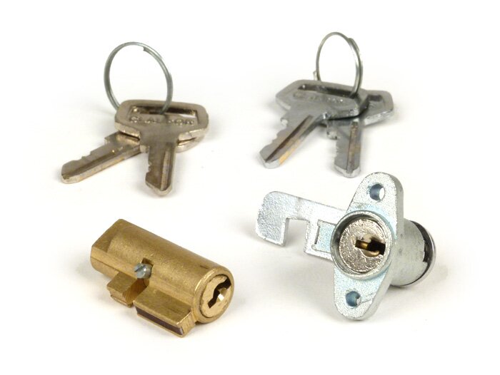Slotenset bestaande uit bagageruimteslot en stuurslot -OEM KWALITEIT- Motovespa 150S (motor 502M), 150Sprint (motor 04M), 150GS (motor 04M), 160 (motor 09M), SUPER (motor 762M) - 2-delig met 4 sleutels
