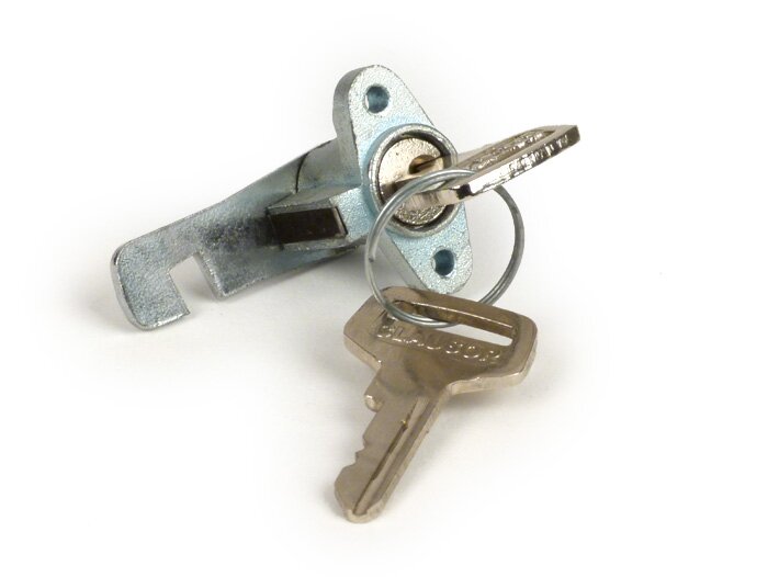 Glove box lock -OEM QUALITY- Motovespa 150S (engine 502M), 150Sprint (engine 04M), 150GS (engine 04M), 160 (engine 09M), SUPER (engine 762M) - 2 keys