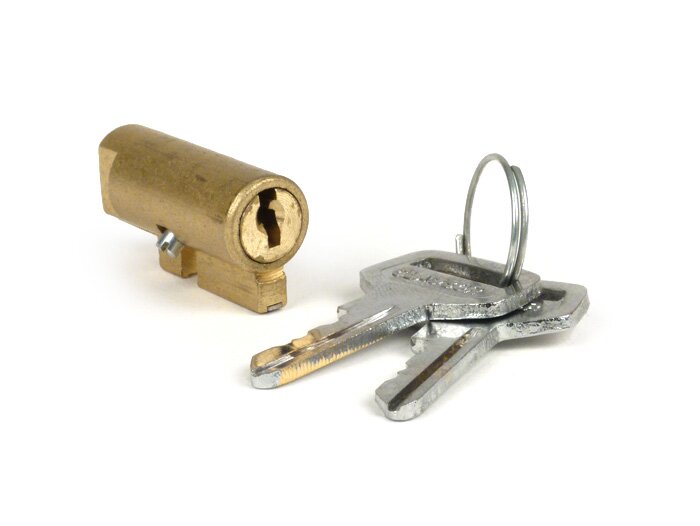 Steering lock -OEM QUALITY- Motovespa 150S (engine 502M), 150Sprint (engine 04M), 150GS (engine 04M), 160 (engine 09M), SUPER (engine 762M) - 2 keys