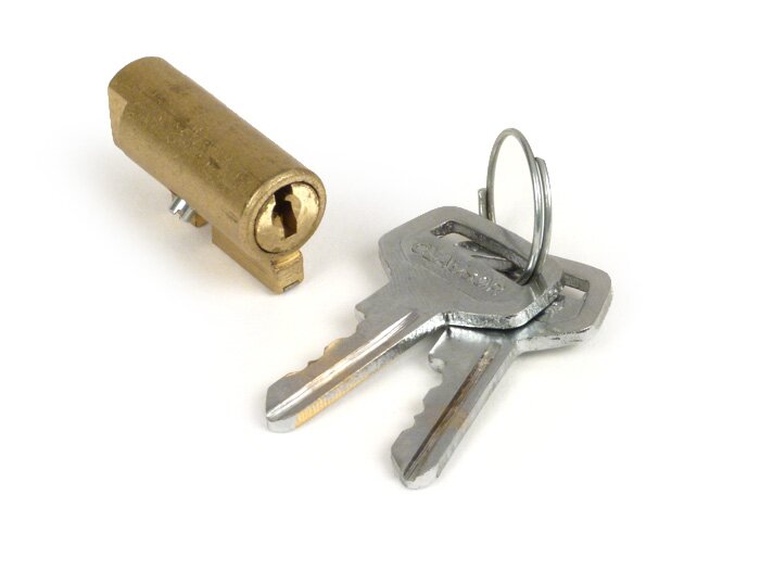 Steering lock -OEM QUALITY- Motovespa 150S (engine 502M), 150Sprint (engine 04M), 150GS (engine 04M), 160 (engine 09M), SUPER (engine 762M) - 2 keys
