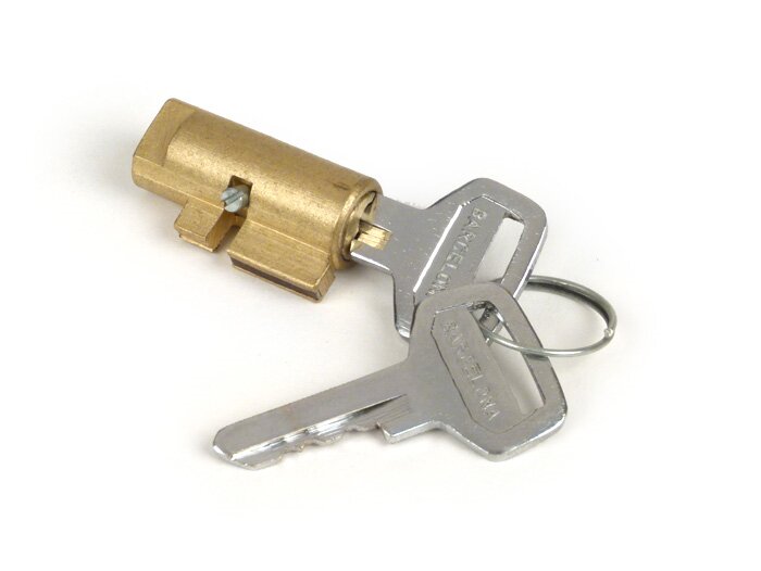 Steering lock -OEM QUALITY- Motovespa 150S (engine 502M), 150Sprint (engine 04M), 150GS (engine 04M), 160 (engine 09M), SUPER (engine 762M) - 2 keys