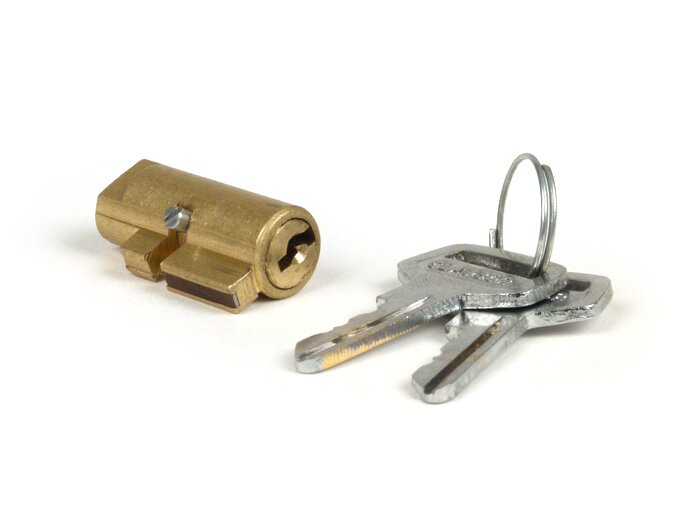 Steering lock -OEM QUALITY- Motovespa 150S (engine 502M), 150Sprint (engine 04M), 150GS (engine 04M), 160 (engine 09M), SUPER (engine 762M) - 2 keys