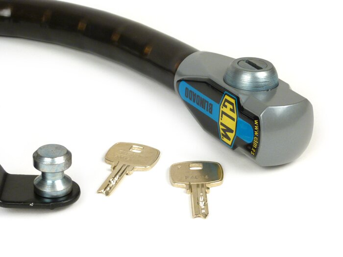 Steering lock -CLM Blindado-Vespa PX, T5 125cc, Sprint, GT, GTR, TS, Rally, Super, GS160, SS180, VNA, VNB, VBA, VBB, GL150 - anti-theft, mounting on handlebar