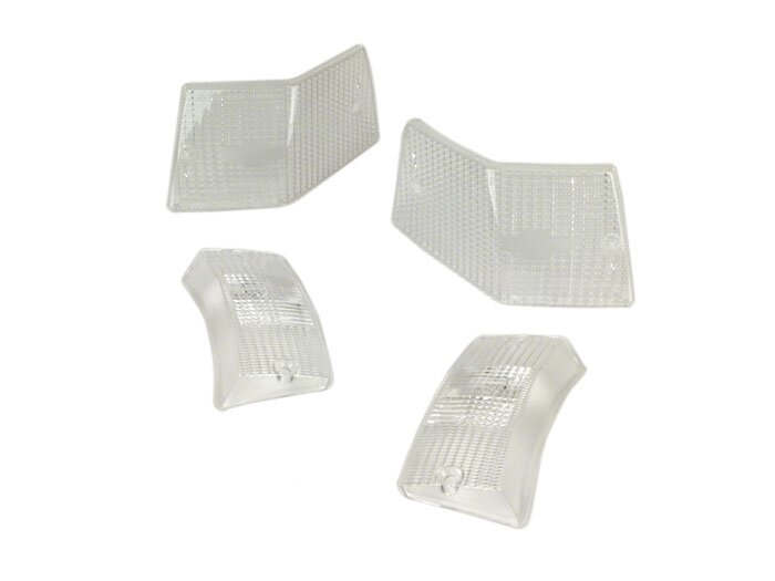 Indicator lens set -SIEM set of 4- Vespa PX80, PX125, PX150, PX200, T5 125cc - colourless