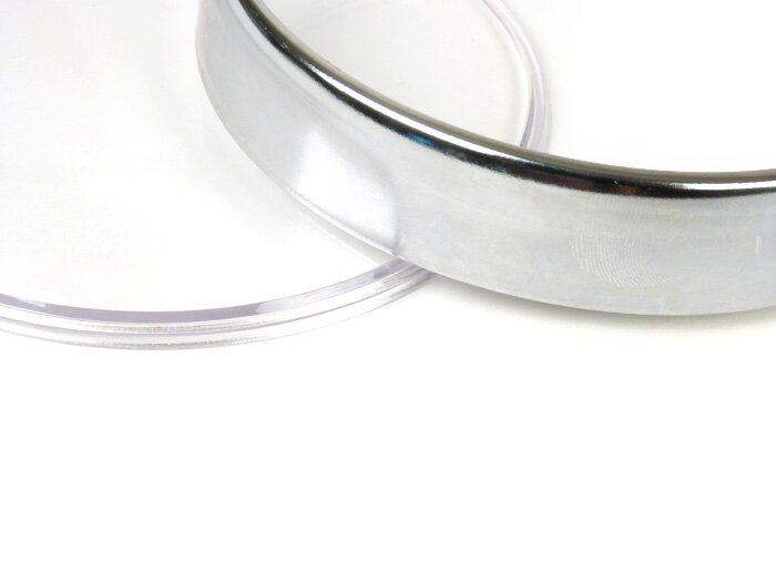 Speedo glas set -SCOOTER-CENTER- Vespa Ø=105mm - Vespa PX Lusso (1984-), PK XL1, GT 250 i.e. 60 (ZAPM451), GTV 125 (ZAPM313), GTV 250 (ZAPM451), GTV 300 (ZAPM452) - förkromad ring - klart glas