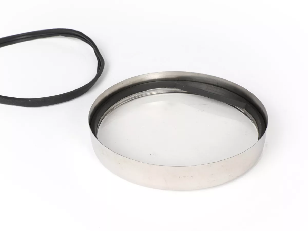 Speedo lens set -SCOOTER-CENTER- Vespa Ø=105mm - Vespa PX EFL (1984-), PK XL1, GT 250 i.e. 60 (ZAPM451), GTV 125 (ZAPM313), GTV 250 (ZAPM451), GTV 300 (ZAPM452) - chrome bezel - clear lens