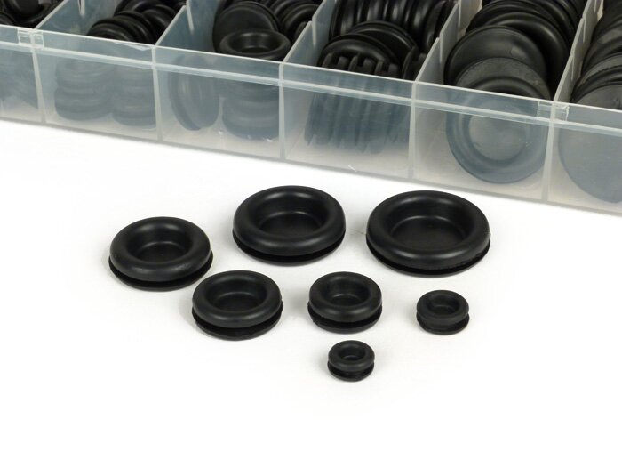 Gummiproppssats (sortiment) ram -UNIVERSAL, stängd (blindproppstyp) 140 delar- svart - Ø=7,0-9,5-12,0-15,8-19,0-22,0-25,4mm