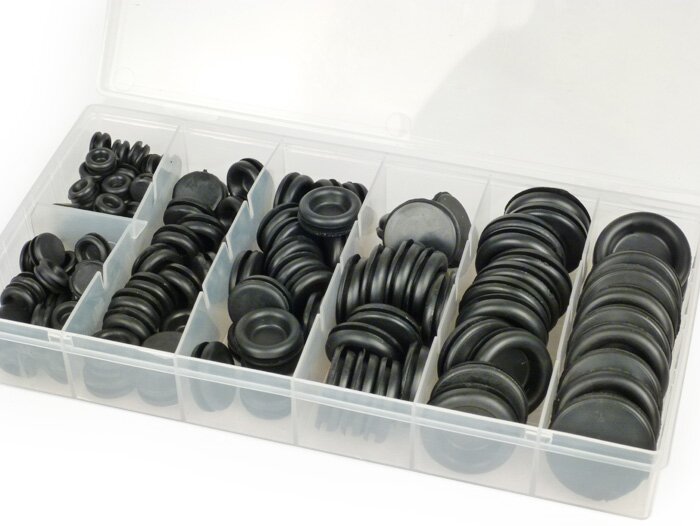 Gummiproppssats (sortiment) ram -UNIVERSAL, stängd (blindproppstyp) 140 delar- svart - Ø=7,0-9,5-12,0-15,8-19,0-22,0-25,4mm