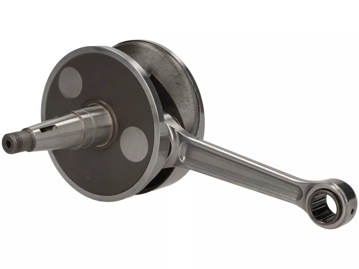 Vevaxel -BENELLI extra brett insug med roterande ventil (insugsgaffel=21mm, vevhuset måste spindlas )- 60mm slaglängd, 126mm vevstake- Vespa PX - passar Quattrini M244/VMC244