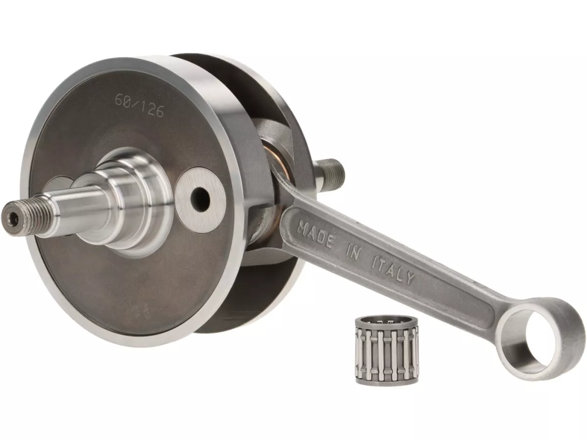 Vevaxel -BENELLI roterande ventilinlopp, 60 mm slaglängd, 126 mm vevstake- Vespa PX - passar Quattrini M244/VMC244