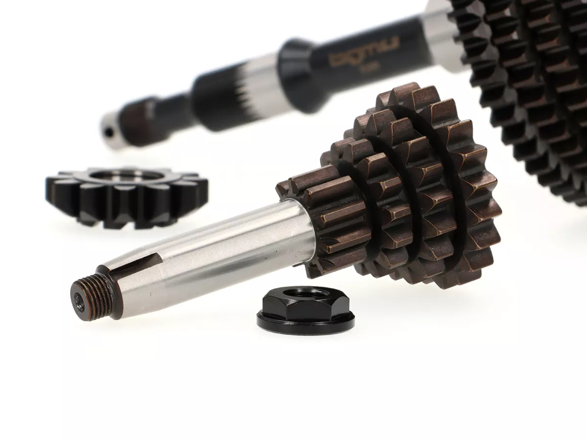 Gearbox complete (gears incl. main shaft + auxiliary shaft) -BGM PRO Sport- Vespa Smallframe, 4-speed- 58, 54, 50, 46 teeth, Vespa PK, ETS, V50 (V5A1T, 69444-), Special (V5B3T, 94315-), Elestart (V5B4T, 1514-), PV125 (VMA2T 150203-), ET3 (VMB1T, 8161) -