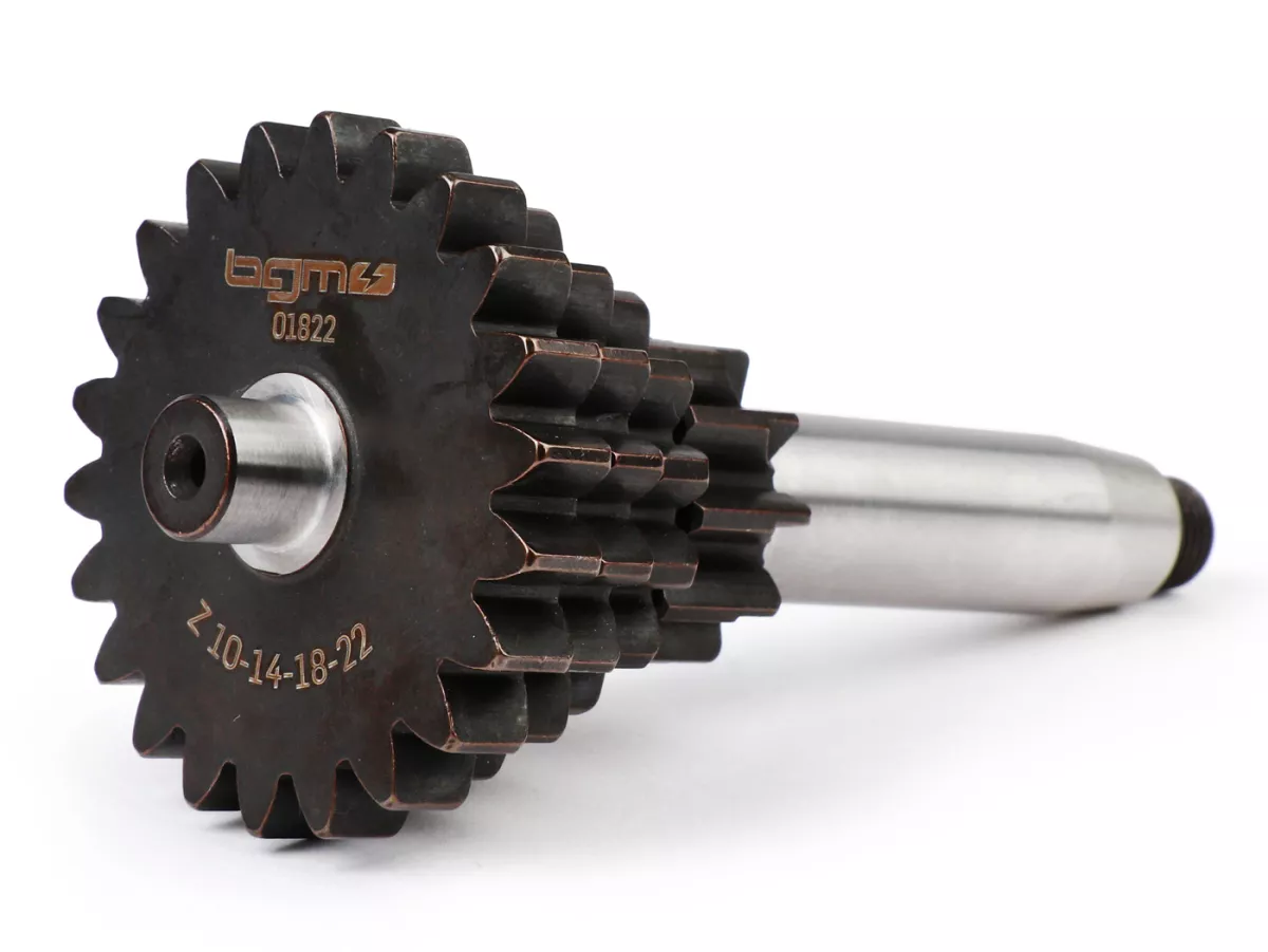 Gear cluster -BGM PRO Original- Vespa V50, PV125, ET3, PK50, PK80, PK125 S-XL - 10-14-18-22 teeth (used with genuine gear box, Piaggio genuine ratio)