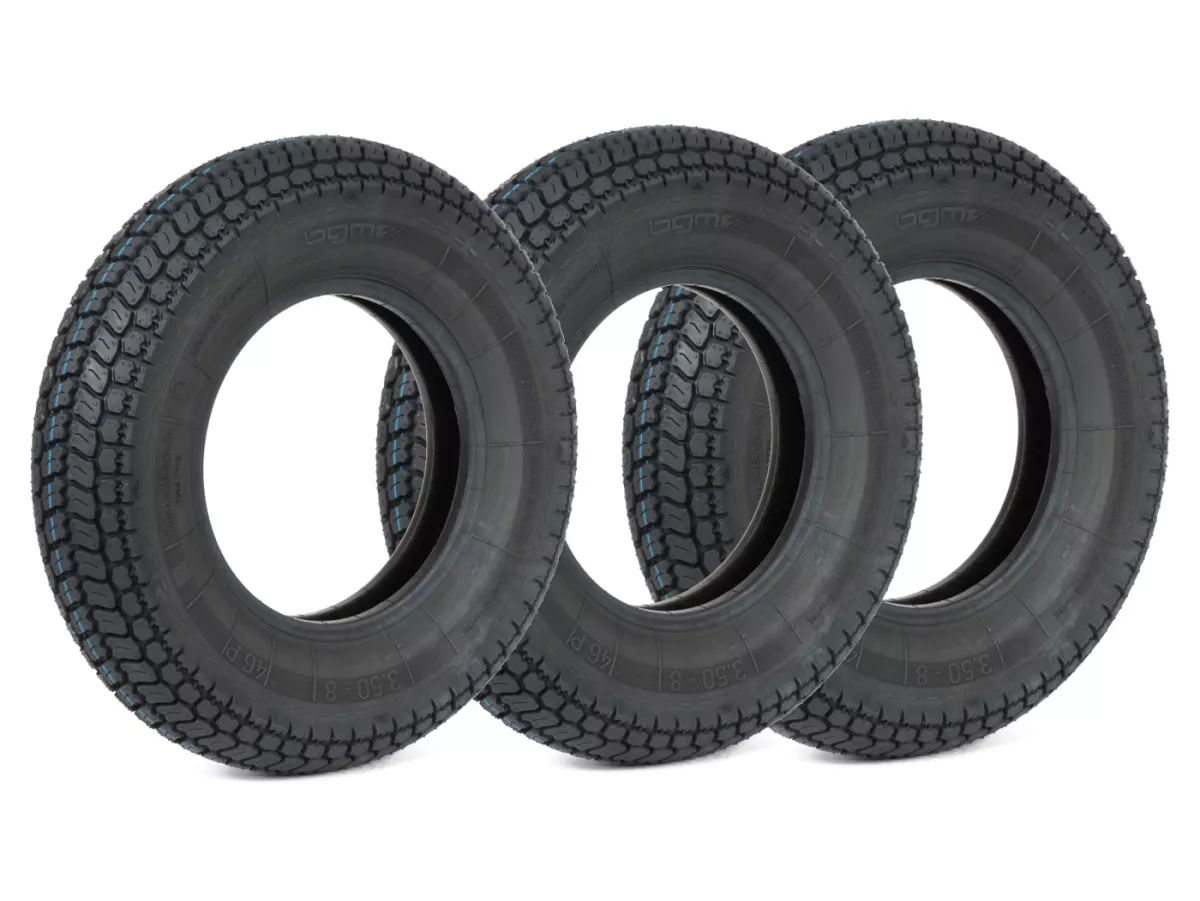 Kit de pneus -3x-BGM Classic (Made in Germany)- 3.50 - 8 pouces (4PR) TT 46P 150 km/h (reinforced) - pour les jantes de tubes uniquement