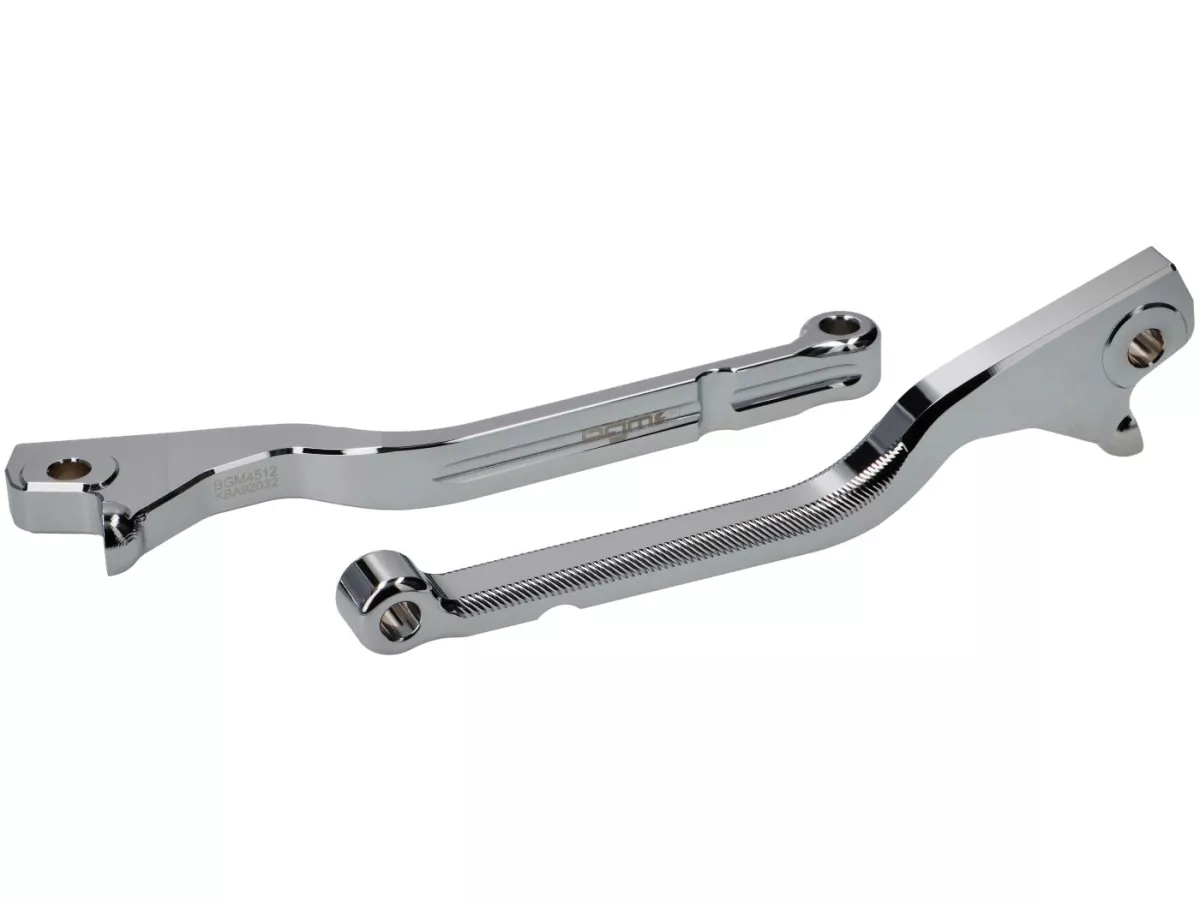 Brake lever set -BGM PRO CNC Sport, long (165mm)- Vespa GTS 125-300 - (from 2023 with Nissin brake system)- chrome - ABE