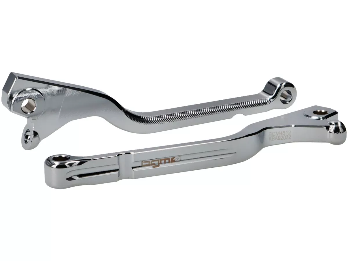 Brake lever set -BGM PRO CNC Sport, long (165mm)- Vespa GTS 125-300 - (from 2023 with Nissin brake system)- chrome - ABE