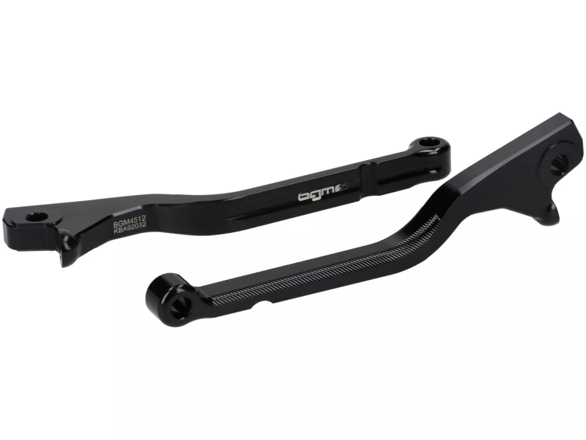 Brake lever set -BGM PRO CNC Sport, long (165mm)- Vespa GTS 125-300 - (from 2023 with Nissin brake system)- glossy black - ABE
