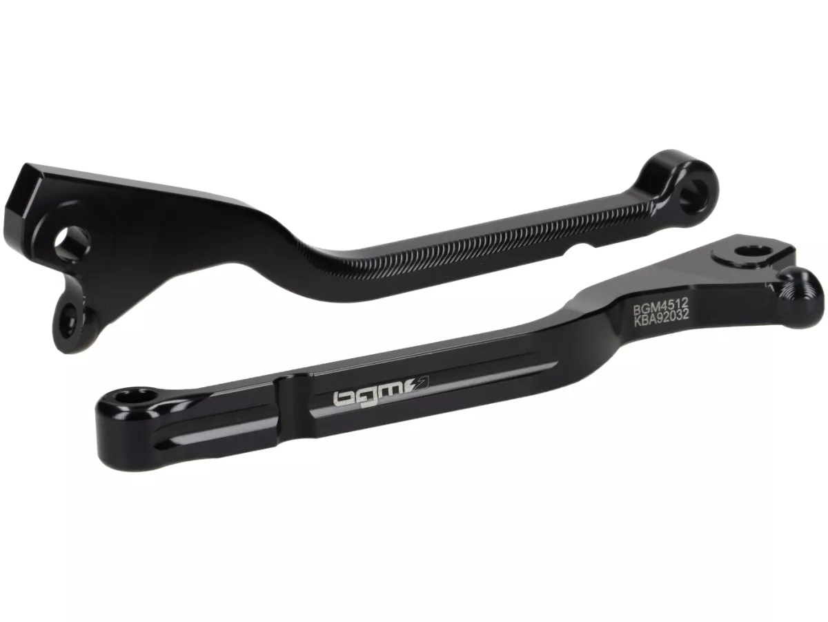 Brake lever set -BGM PRO CNC Sport, long (165mm)- Vespa GTS 125-300 - (from 2023 with Nissin brake system)- glossy black - ABE