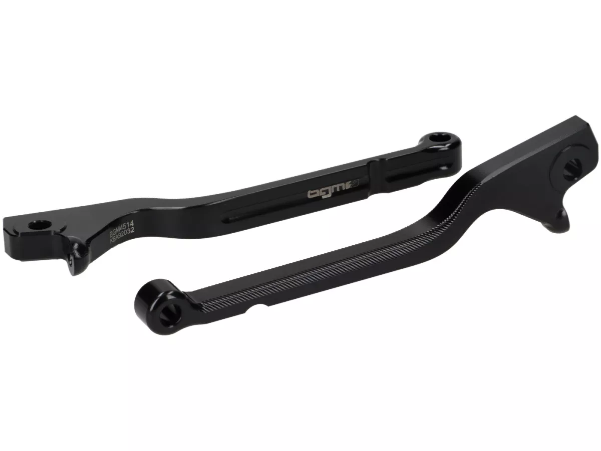 Set tuas rem -BGM PRO CNC Sport, panjang (165mm), jangkauan pendek - Vespa GTS 125-300 - (mulai tahun 2023 dengan sistem rem Nissin) - hitam mengkilap - ABE