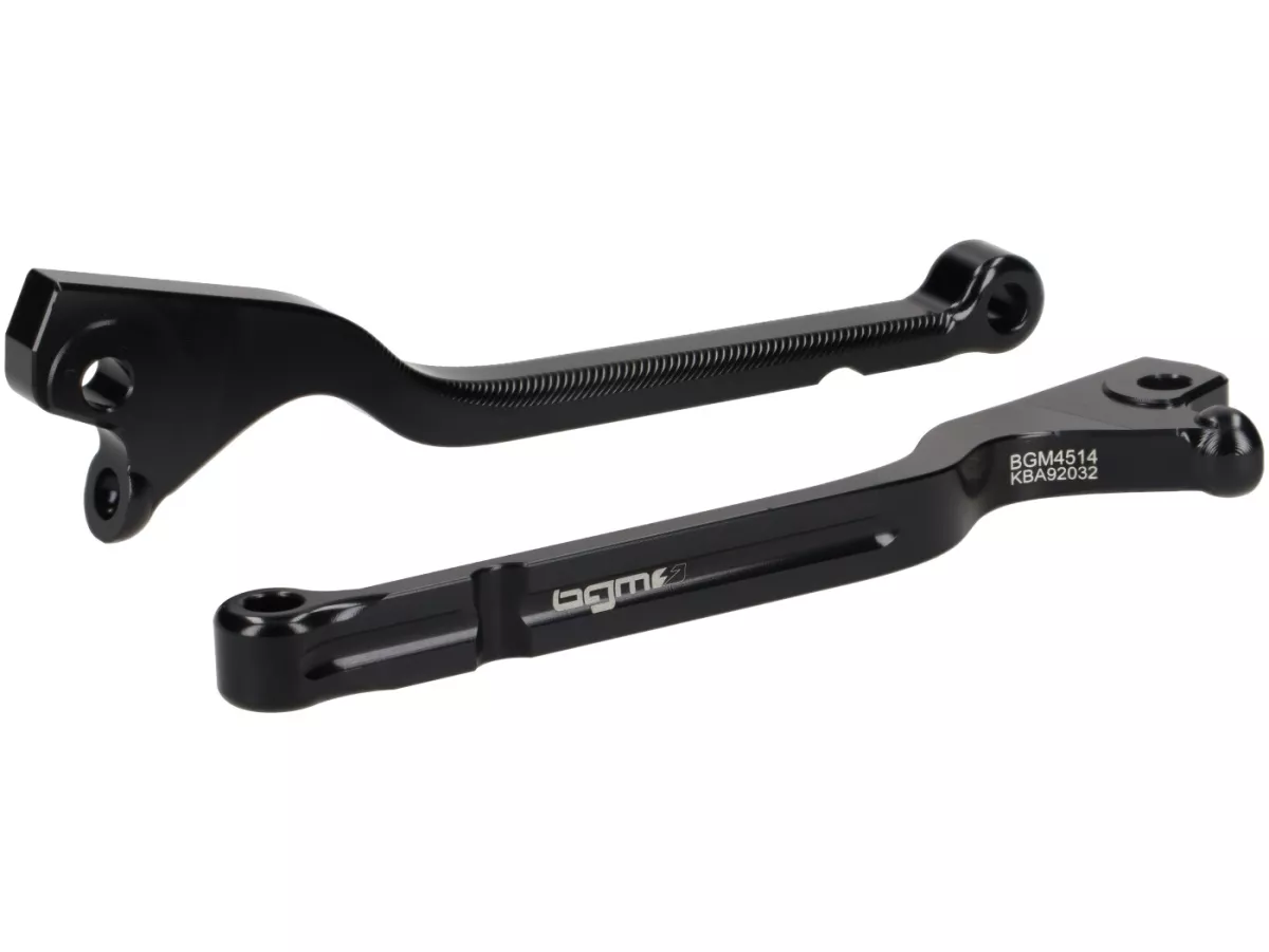 Set tuas rem -BGM PRO CNC Sport, panjang (165mm), jangkauan pendek - Vespa GTS 125-300 - (mulai tahun 2023 dengan sistem rem Nissin) - hitam mengkilap - ABE