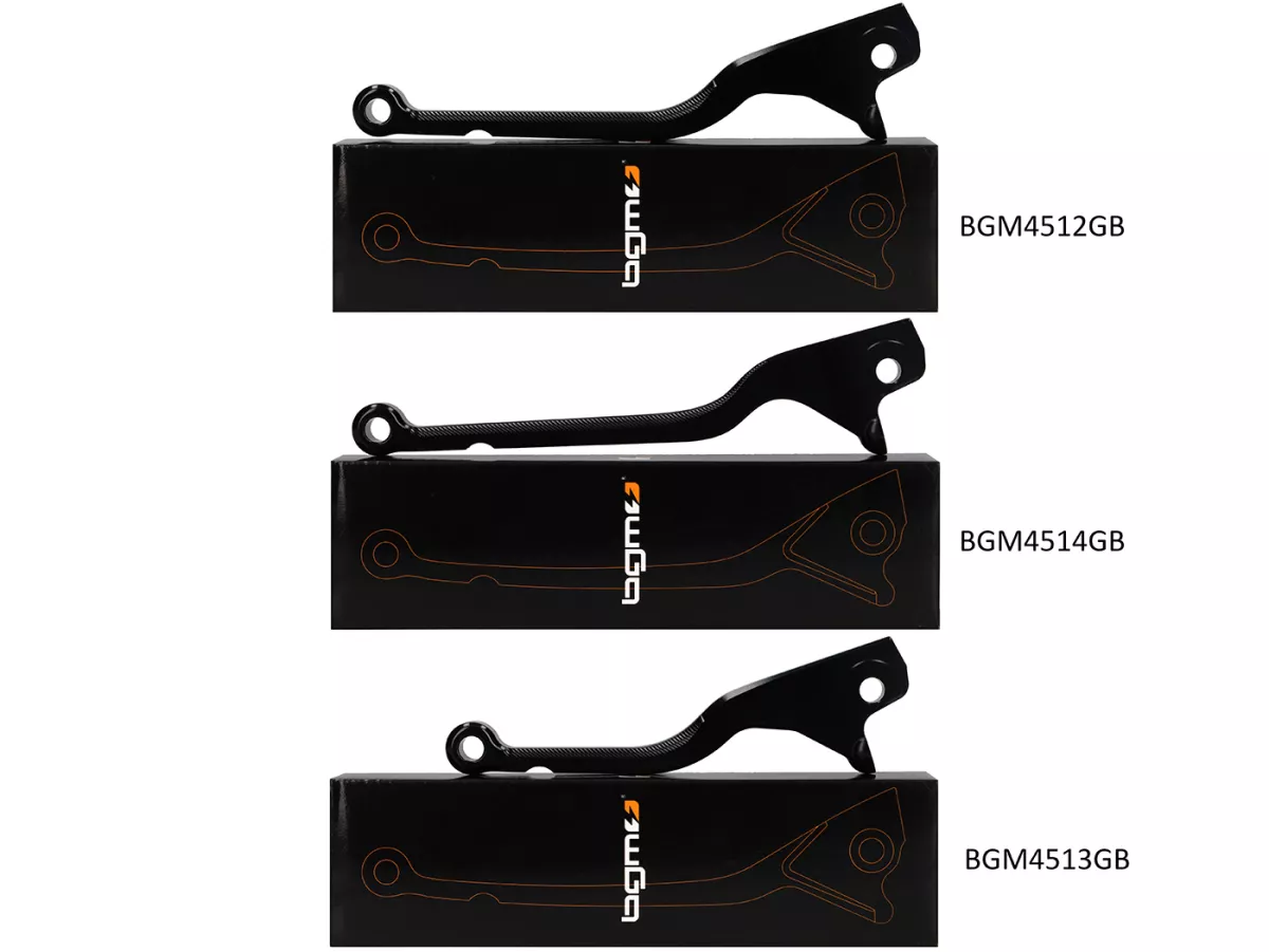 Set tuas rem -BGM PRO CNC Sport, panjang (165mm), jangkauan pendek - Vespa GTS 125-300 - (mulai tahun 2023 dengan sistem rem Nissin) - hitam mengkilap - ABE