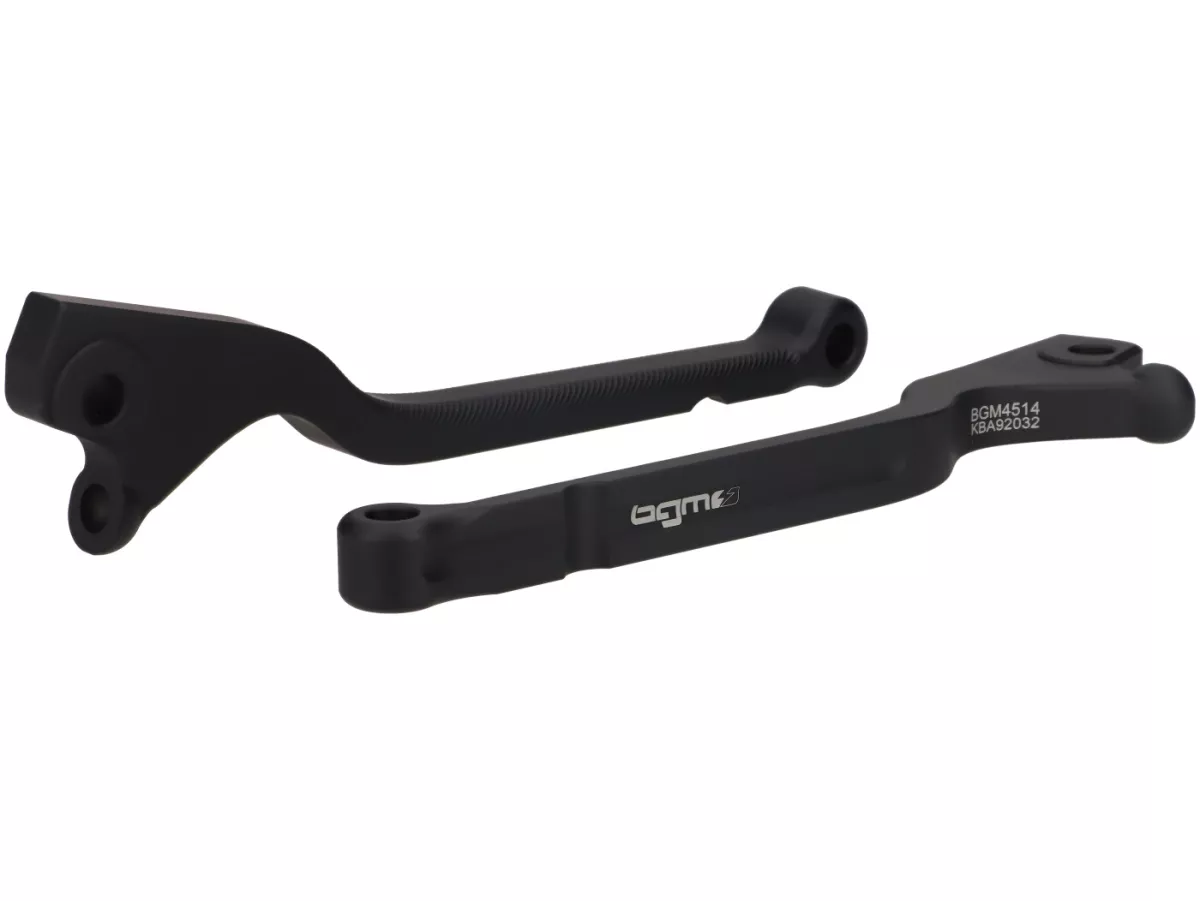 Set tuas rem -BGM PRO CNC Sport, panjang (165mm), jangkauan pendek - Vespa GTS 125-300 - (mulai tahun 2023 dengan sistem rem Nissin) - hitam matt - ABE