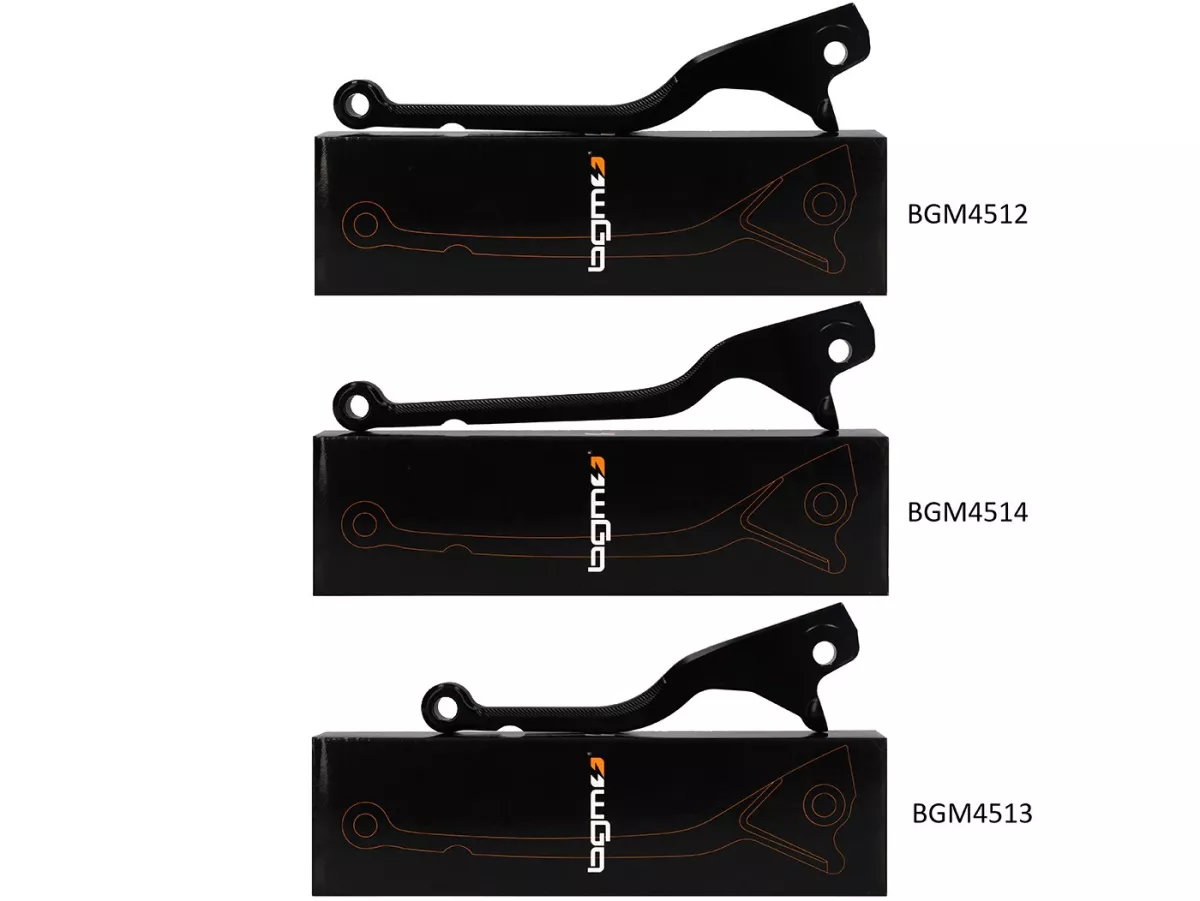 Set tuas rem -BGM PRO CNC Sport, panjang (165mm), jangkauan pendek - Vespa GTS 125-300 - (mulai tahun 2023 dengan sistem rem Nissin) - hitam matt - ABE