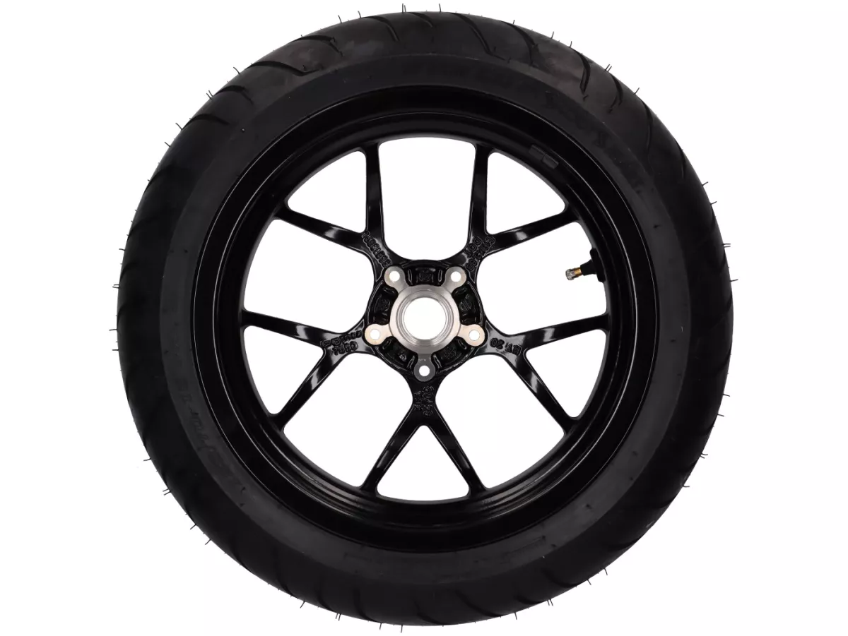 Komplett hjul -BGM PRO SPORT 13 tum- DUNLOP ScootSmart 120/70-13 - Vespa GTS, GTS Super, GTV, Sei Giorni, GT 60, GT, GT L 125-300ccm - glänsande svart