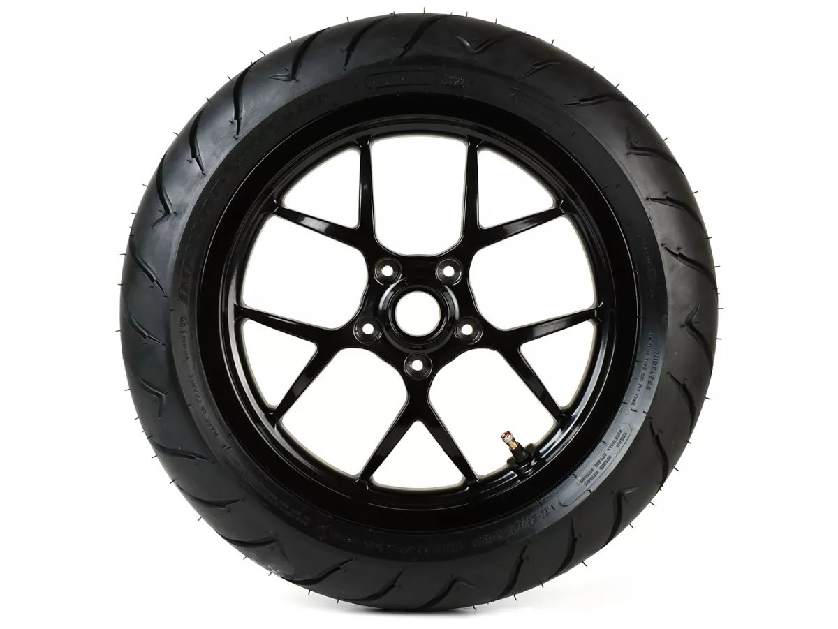Roda lengkap -BGM PRO SPORT 13 inci- DUNLOP ScootSmart 140/60-13 - Vespa GTS, GTS Super, GTV, Sei Giorni, GT 60, GT, GT L 125-310cc - hitam mengkilap