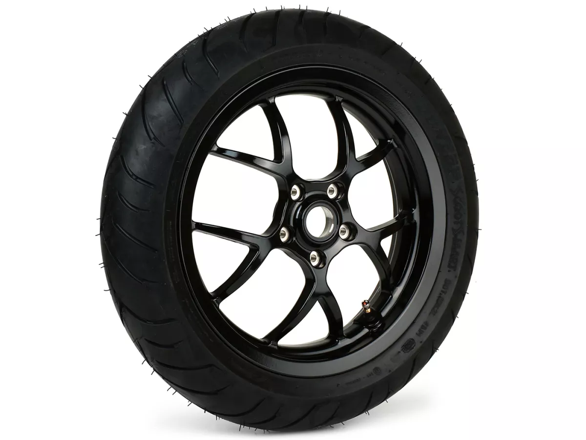 Komplett hjulsats (fram + bak inkl. monteringssats) -BGM PRO SPORT 13 tum- DUNLOP ScootSmart 120/70-13 + 130/70-13 - Vespa GTS, GTS Super, GTV, Sei Giorni, GT 60, GT, GT L 125-310ccm - blank svart