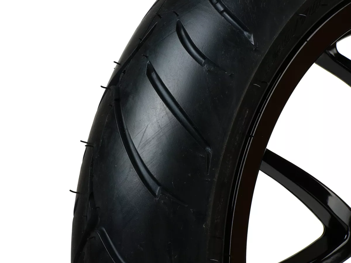 Komplett hjulsats (fram + bak inkl. monteringssats) -BGM PRO SPORT 13 tum- DUNLOP ScootSmart 120/70-13 + 130/70-13 - Vespa GTS, GTS Super, GTV, Sei Giorni, GT 60, GT, GT L 125-310ccm - blank svart