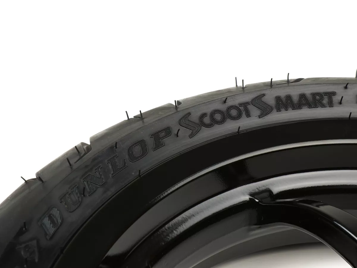 Komplett hjulsats (fram + bak inkl. monteringssats) -BGM PRO SPORT 13 tum- DUNLOP ScootSmart 120/70-13 + 130/70-13 - Vespa GTS, GTS Super, GTV, Sei Giorni, GT 60, GT, GT L 125-310ccm - blank svart
