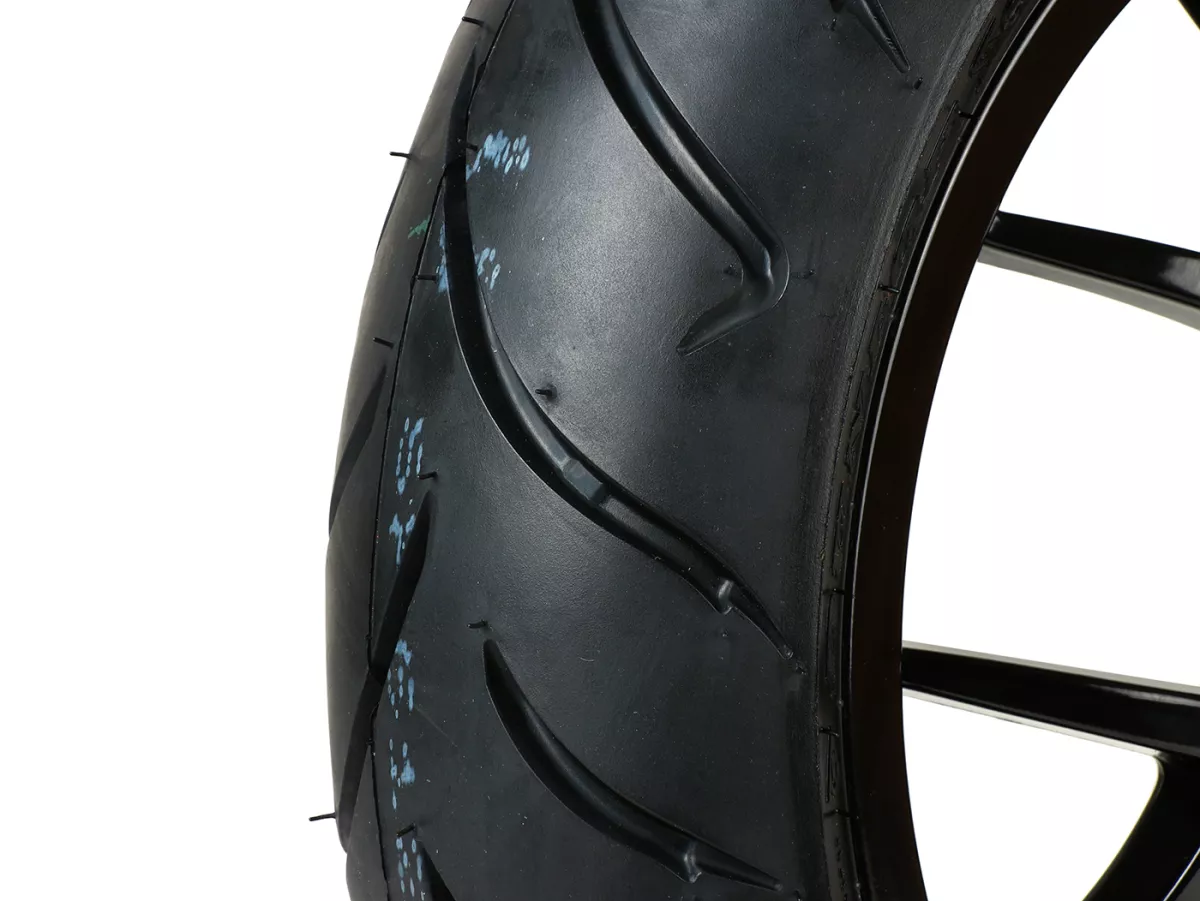 Complete wielset (voor+achter incl. montageset) -BGM PRO SPORT 13 inch- DUNLOP ScootSmart 130+140/60-13 - Vespa GTS, GTS Super, GTV, Sei Giorni, GT 60, GT, GT L 125-310ccm - glanzend zwart