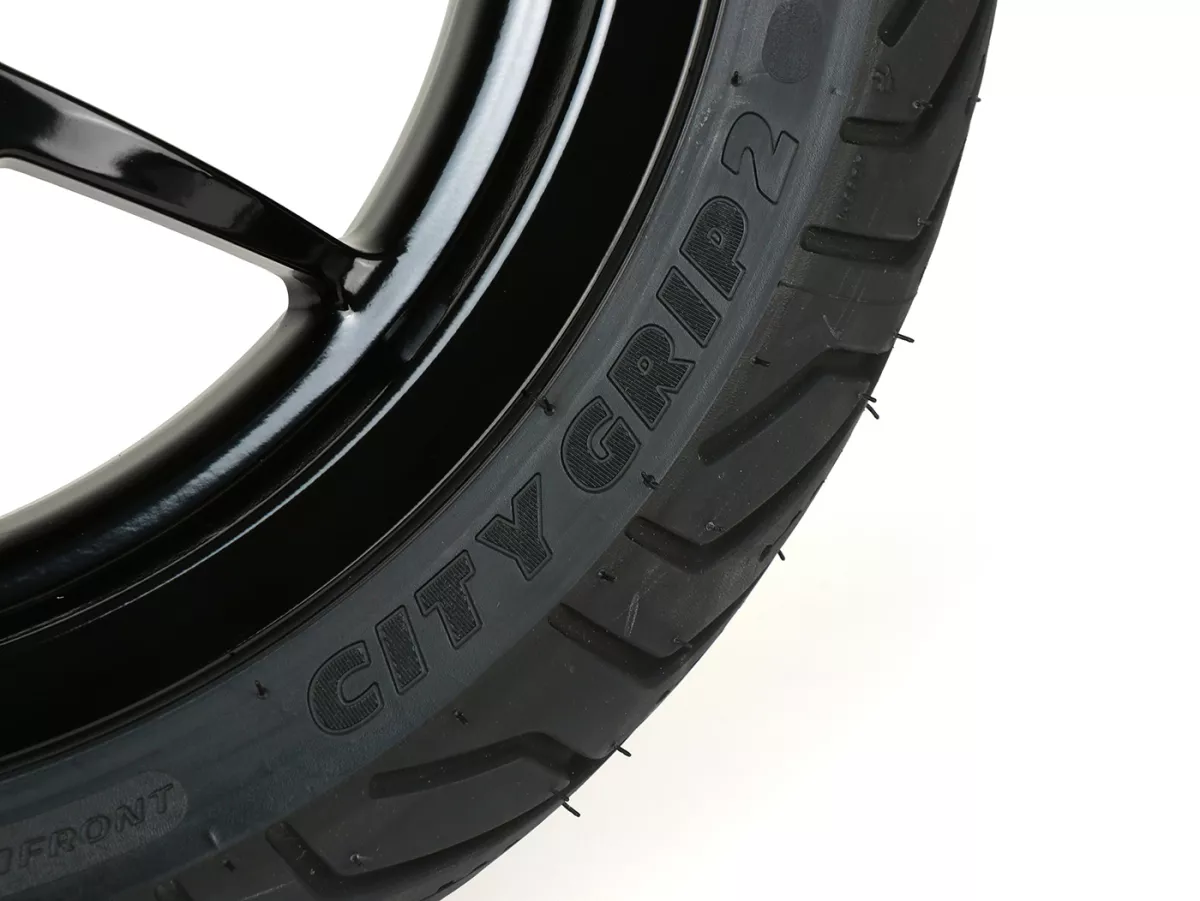 Juego completo de ruedas (delantera+trasera incl. juego de montaje) -BGM PRO SPORT 13 pulgadas- MICHELIN City Grip 2 120/70-13 + 130/70-13 - Vespa GTS, GTS Super, GTV, Sei Giorni, GT 60, GT, GT L 125-310ccm - negro brillante