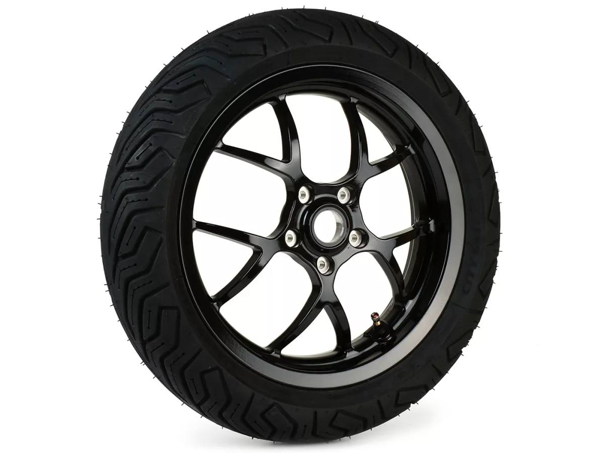 Komplett hjulsats (fram+bak inkl. monteringssats) -BGM PRO SPORT 13 tum- MICHELIN City Grip 2 130+140/60-13 - Vespa GTS, GTS Super, GTV, Sei Giorni, GT 60, GT, GT L 125-310ccm - blank svart