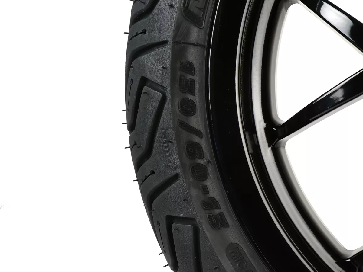 Komplett hjulsats (fram+bak inkl. monteringssats) -BGM PRO SPORT 13 tum- MICHELIN City Grip 2 130+140/60-13 - Vespa GTS, GTS Super, GTV, Sei Giorni, GT 60, GT, GT L 125-310ccm - blank svart