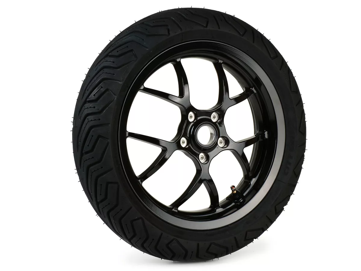 Compleet voorwiel -BGM PRO SPORT 13 inch- MICHELIN City Grip 2 130/60-13 - Vespa GTS, GTS Super, GTV, Sei Giorni, GT 60, GT, GT L 125-310cc - glanzend zwart