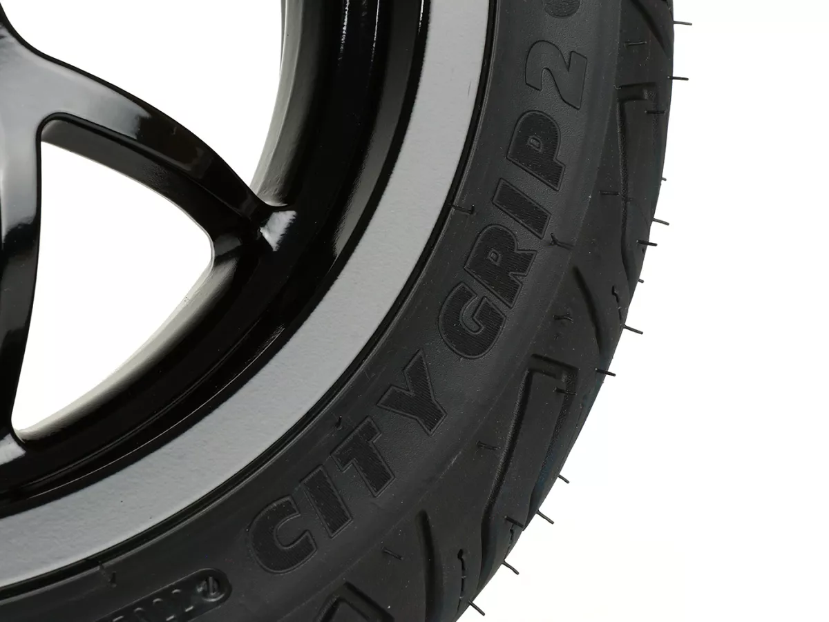 Rueda trasera completa -BGM PRO SPORT 13 pulgadas- MICHELIN City Grip 2 130/70-13 - Vespa GTS, GTS Super, GTV, Sei Giorni, GT 60, GT, GT L 125-310cc - negro brillante